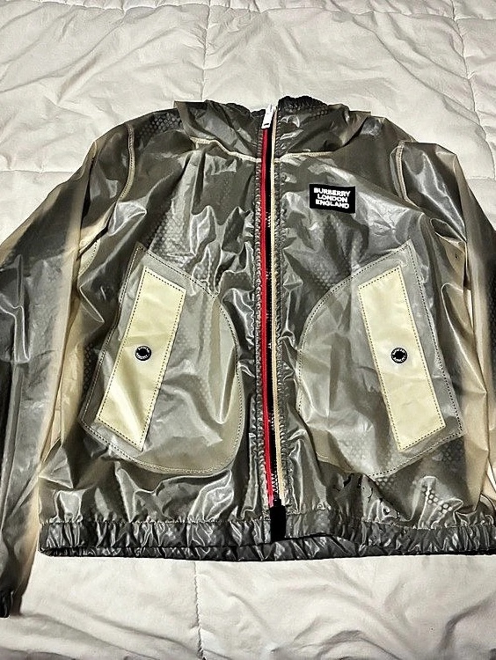 Burberry Gray Hooded Windbreaker